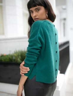 Lainey Cashmere Jumper - Green -Cefinn Clothing Store Lainey2 0a9d56f1 2441 4269 bc68 0ee259813499