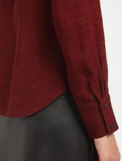 Riley Funnel Neck Blouse - Dark Red -Cefinn Clothing Store RSHT B6 RILEY DARKRED LS 1221