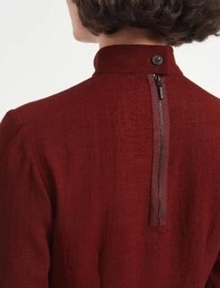 Riley Funnel Neck Blouse - Dark Red -Cefinn Clothing Store RSHT B6 RILEY DARKRED LS 1225