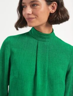 Riley Funnel Neck Blouse - Emerald Green -Cefinn Clothing Store RSHT B6 RILEY EMERALDGREEN LS 1919