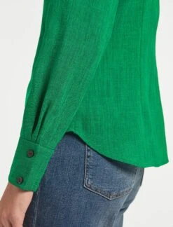 Riley Funnel Neck Blouse - Emerald Green -Cefinn Clothing Store RSHT B6 RILEY EMERALDGREEN LS 1924