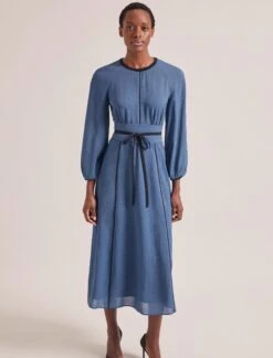 Rosie Techni Voile Maxi Dress - Cornflower Blue -Cefinn Clothing Store RSHT D604 ROSIE CORNFLOWERBLUE LS 0478