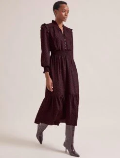 Saskia Maxi Dress - Black Red Polka Dot Print