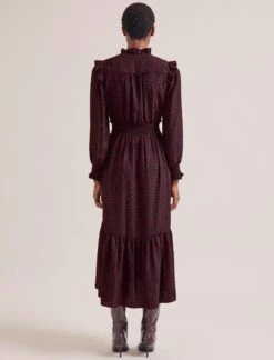 Saskia Maxi Dress - Black Red Polka Dot Print -Cefinn Clothing Store RSHT D613 SASKIA BLACKREDPOLKADOTPRINT LS 0853