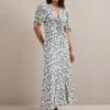 Ophelia Bias Cut Maxi Dress - White Multi Tropical Floral Print -Cefinn Clothing Store RSHT D635 OPHELIA CREAMMULTITROPICALFLORALPRINT LS 3402