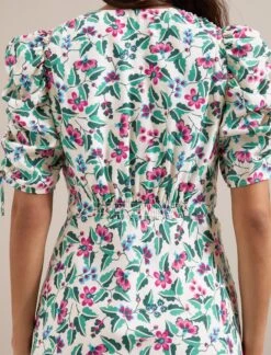 Ophelia Bias Cut Maxi Dress - White Multi Tropical Floral Print -Cefinn Clothing Store RSHT D635 OPHELIA CREAMMULTITROPICALFLORALPRINT LS 3518