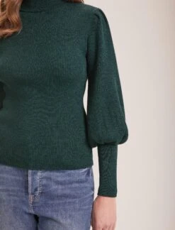 Eva Wool Roll Neck Jumper - Dark Green -Cefinn Clothing Store RSHT K10 EVA DARKGREEN LS 38459
