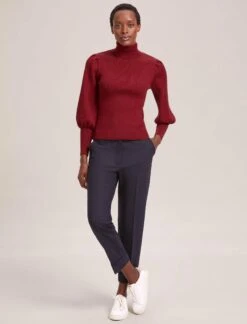 Eva Wool Roll Neck Jumper - Dark Red -Cefinn Clothing Store RSHT K10 EVA DARKRED LS 40685