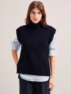 Janice Wool Funnel Neck Sleeveless Jumper - Navy -Cefinn Clothing Store RSHT K157 JANICE NAVY LS 0693 2813c71a 9de4 4a08 80ef 8d8b277c33fb