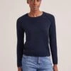 Drew Cashmere Jumper - Navy -Cefinn Clothing Store RSHT K172 DREW NAVY LS 14461