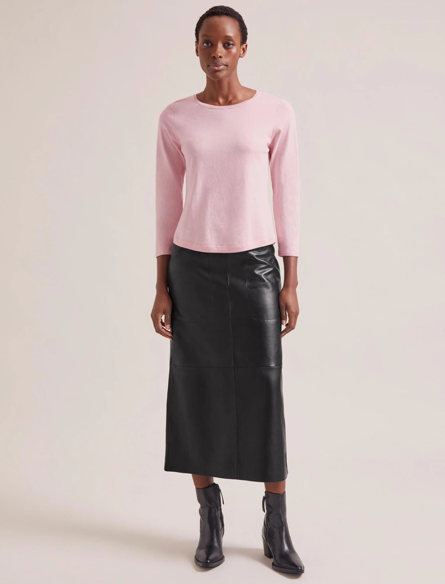 Maia Cotton Silk Blend T-Shirt - Pale Pink 8 Maia Cotton Silk Blend T-Shirt - Pale Pink - Image 6