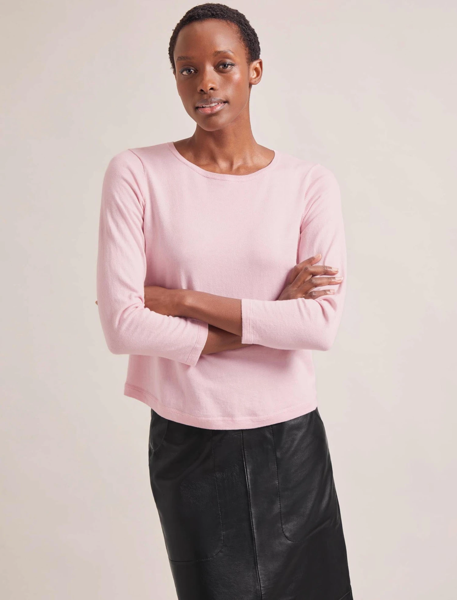 Maia Cotton Silk Blend T-Shirt - Pale Pink 5 Maia Cotton Silk Blend T-Shirt - Pale Pink - Image 3