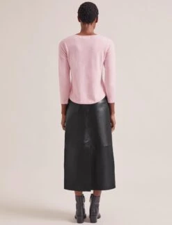 Maia Cotton Silk Blend T-Shirt - Pale Pink 16 Maia Cotton Silk Blend T-Shirt - Pale Pink -Cefinn Clothing Store RSHT K174 MAIA PALEPINK LS 2074