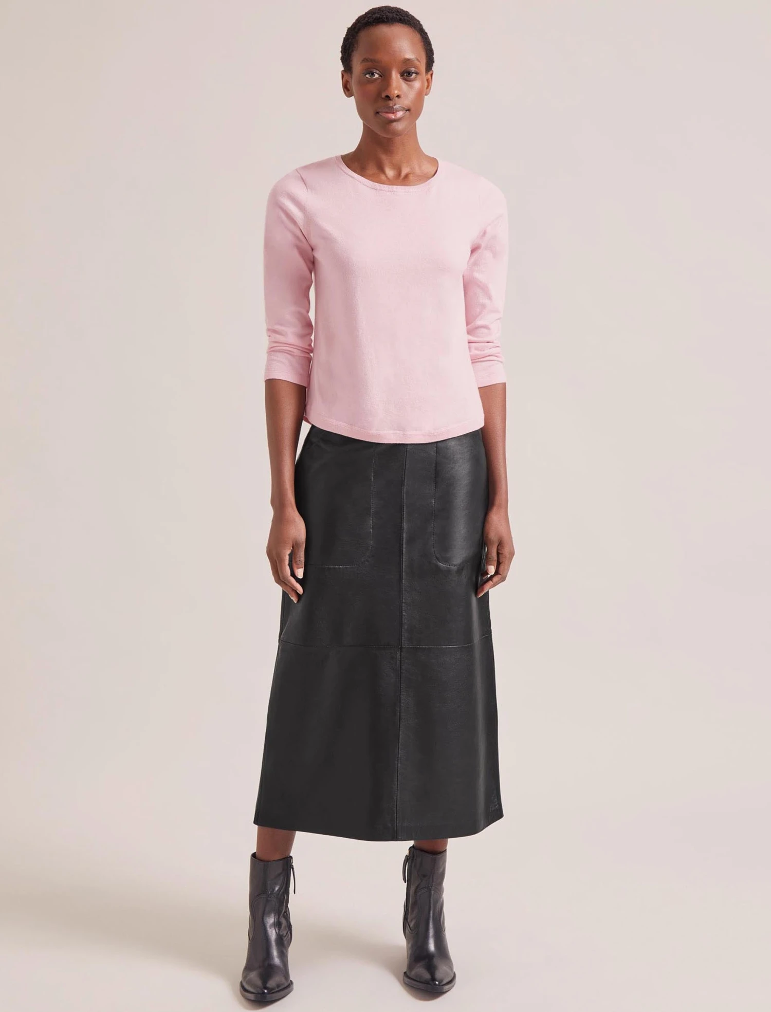 Maia Cotton Silk Blend T-Shirt - Pale Pink 4 Maia Cotton Silk Blend T-Shirt - Pale Pink - Image 2