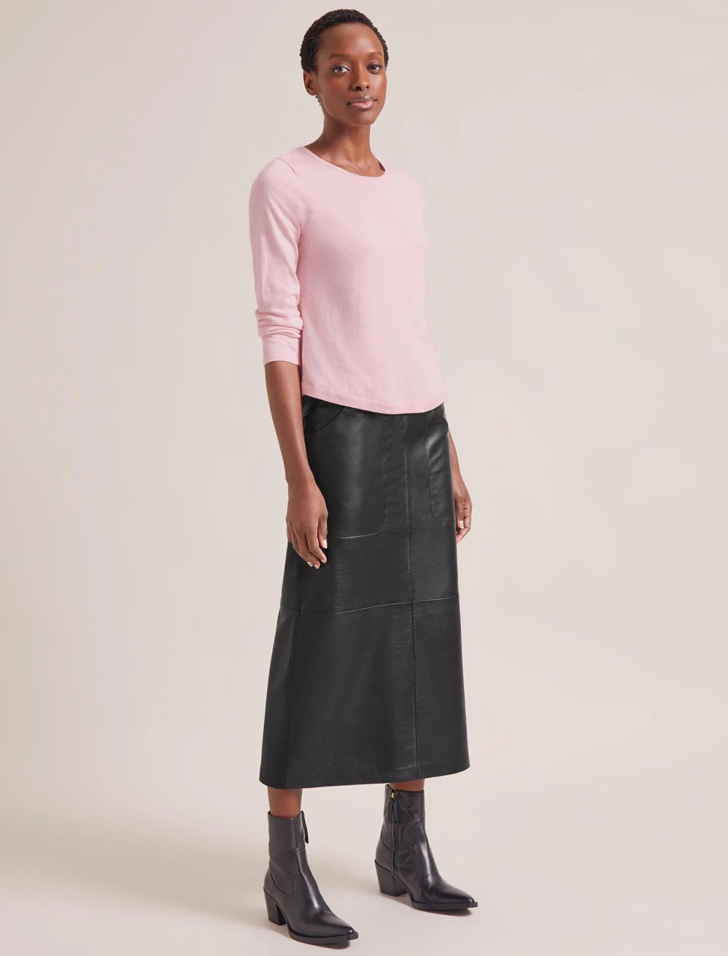 Maia Cotton Silk Blend T-Shirt - Pale Pink 6 Maia Cotton Silk Blend T-Shirt - Pale Pink - Image 4