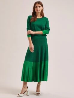 Colette Contrast Cuff Jumper - Emerald Green -Cefinn Clothing Store RSHT K17 COLETTE EMERALDGREEN LS 2334