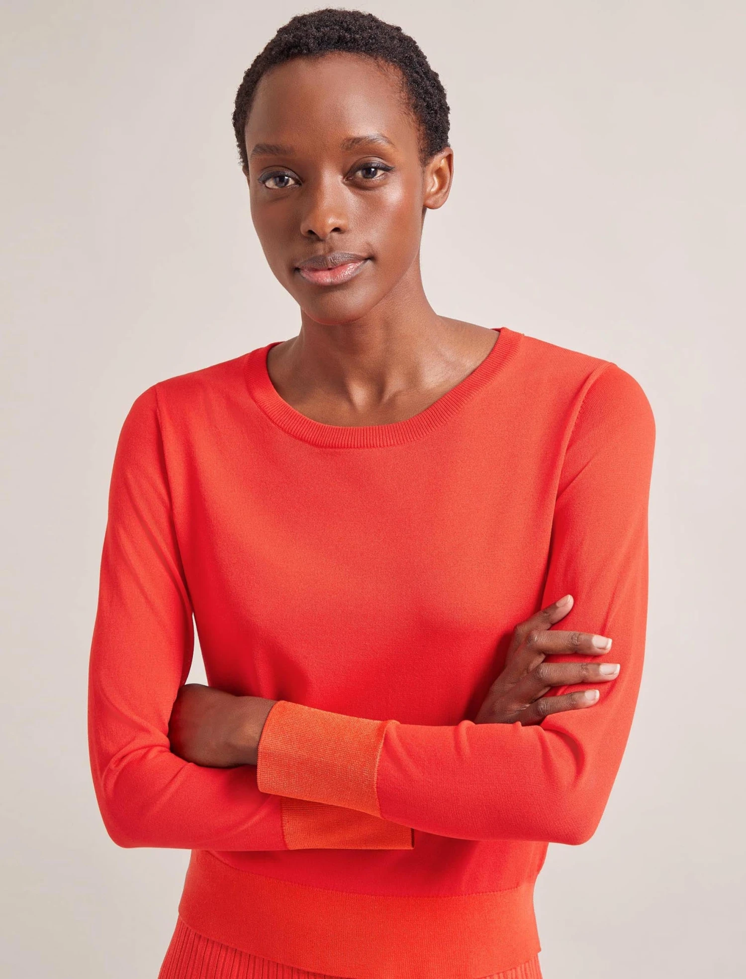 Colette Contrast Cuff Jumper - Orange 6 Colette Contrast Cuff Jumper - Orange - Image 4