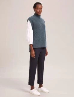 Janice Wool Funnel Neck Sleeveless Jumper - Slate Blue -Cefinn Clothing Store RSHT K25 JANICE SLATEBLUE LS 41666