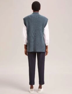 Janice Wool Funnel Neck Sleeveless Jumper - Slate Blue -Cefinn Clothing Store RSHT K25 JANICE SLATEBLUE LS 41727