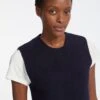 Janie Wool Round Neck Sleeveless Jumper - Navy -Cefinn Clothing Store RSHT K57 JANIE NAVY LS 4484