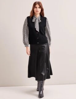 Aubrey Shirt - Ecru Black Trellis Print -Cefinn Clothing Store RSHT K69 MERYL BLACK LS 0744 71b1fbc2 a82c 4126 a902 00527bfd4f8f