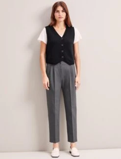 Wesley Cashmere Blend V Neck Waistcoat - Black -Cefinn Clothing Store RSHT K82 WESLEY BLACK LS 0225