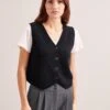 Wesley Cashmere Blend V Neck Waistcoat - Black -Cefinn Clothing Store RSHT K82 WESLEY BLACK LS 0253