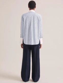 Seymour Organic Cotton Shirt - Blue White Stripe -Cefinn Clothing Store RSHT S74 SEYMOUR BLUEWHITESTRIPE LS 1211