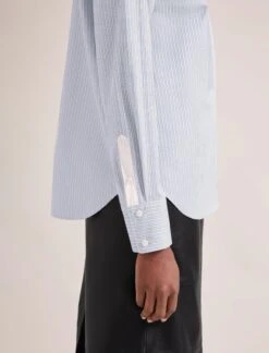 Sefton Organic Cotton Shirt - Blue White Stripe -Cefinn Clothing Store RSHT S75 SEFTON BLUEWHITESTRIPE LS 1324