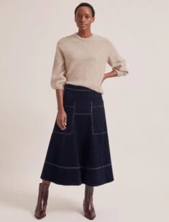 Simone Corduroy Maxi Skirt - Navy -Cefinn Clothing Store RSHT SK187 SIMONE NAVY LS 0988
