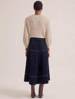 Simone Corduroy Maxi Skirt - Navy -Cefinn Clothing Store RSHT SK187 SIMONE NAVY LS 1037