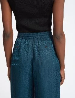 Rosa Silk Blend Trouser - Petrol Blue Leopard Pansy Print -Cefinn Clothing Store RSHT TR57 ROSA PETROL BLUE LS 4642 7b06b0b6 d536 4879 8775 a4c178549cfd