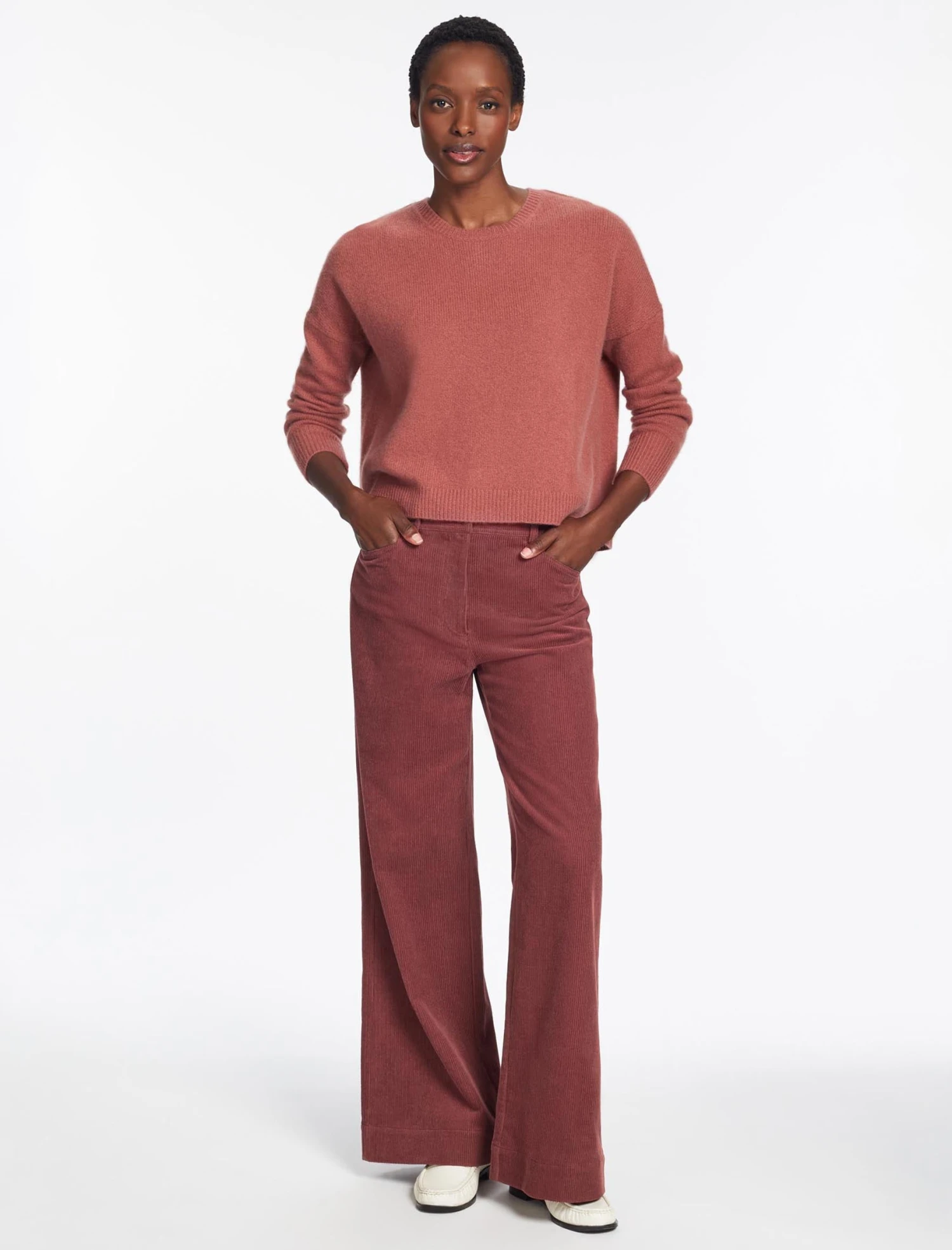 Hayden Corduroy Wide Leg Trouser - Dark Rose 3 Hayden Corduroy Wide Leg Trouser - Dark Rose