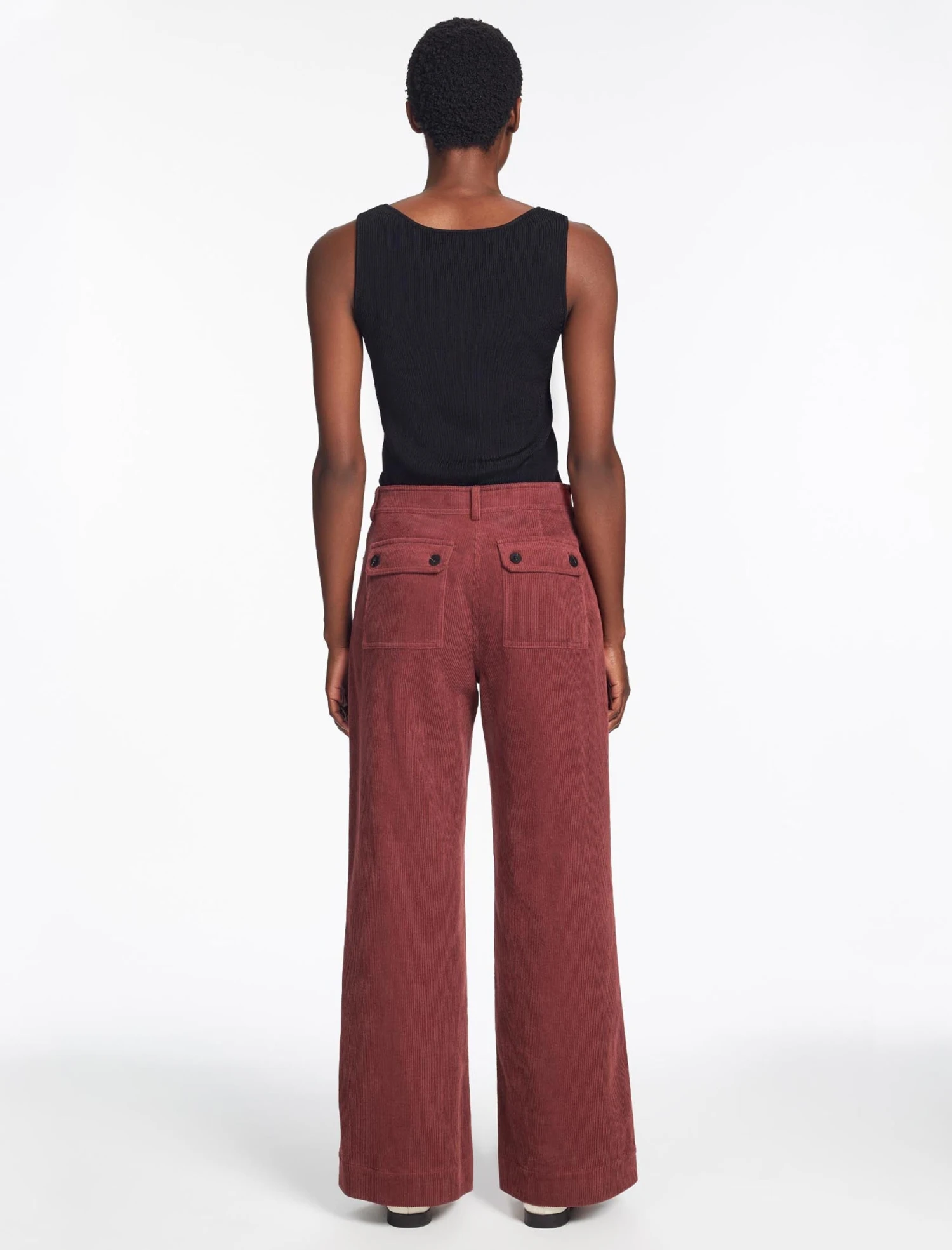 Hayden Corduroy Wide Leg Trouser - Dark Rose 7 Hayden Corduroy Wide Leg Trouser - Dark Rose - Image 5