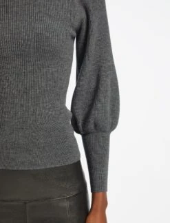 Eva Wool Boat Neck Jumper - Grey Melange -Cefinn Clothing Store SP22 K29 EVA GREYMELANGE LS 25903