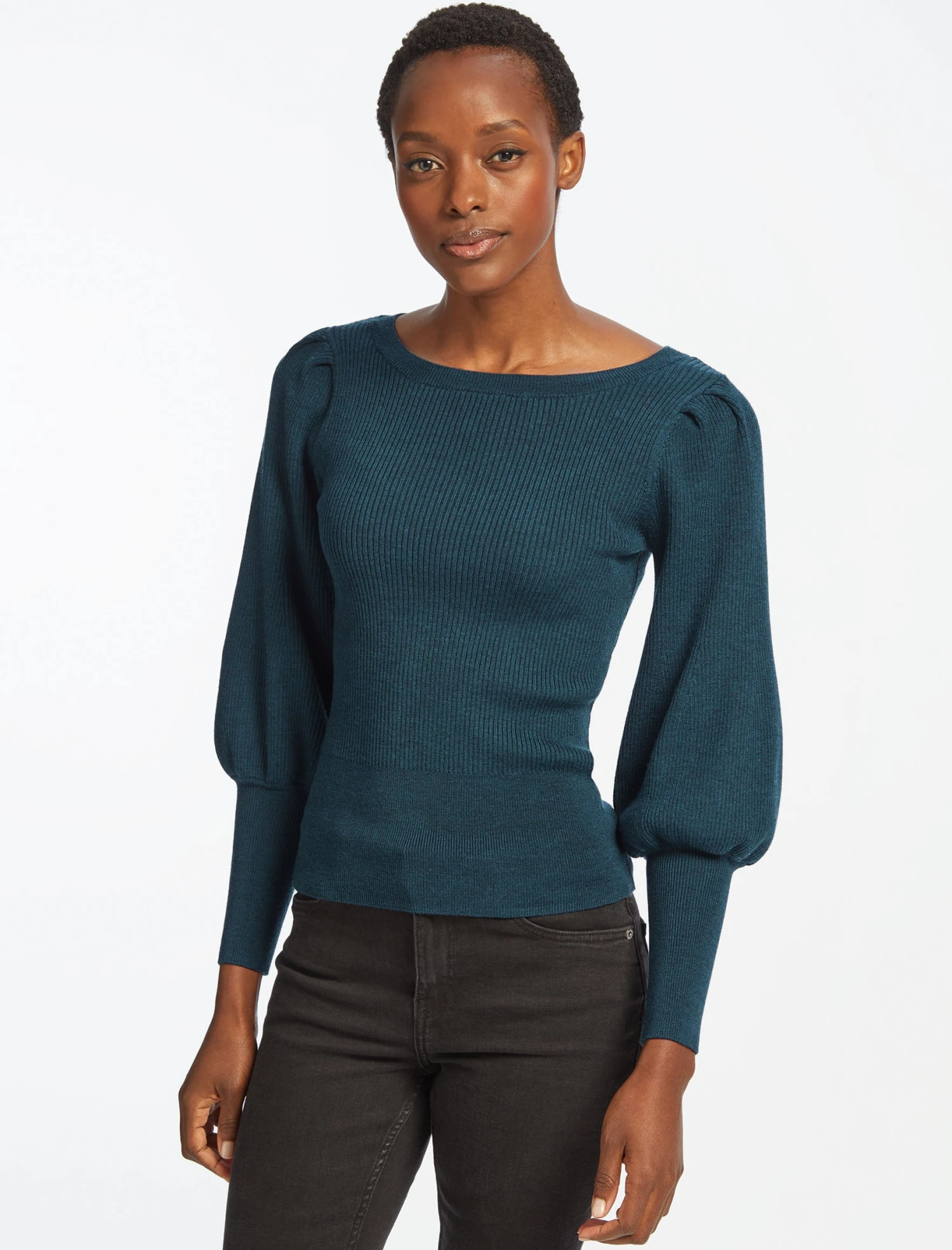 Eva Wool Boat Neck Jumper - Petrol 3 Eva Wool Boat Neck Jumper - Petrol
