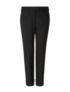 Clement New Wool Easy Waist Turn Up Trouser - Black -Cefinn Clothing Store SP22 TR52 CLEMENT BLACK COcopy