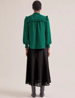 Bay Blouse - Green Black Trellis Print -Cefinn Clothing Store SP24 B155 BAY GREENBLACKTRELLISHPRINT LS 2244