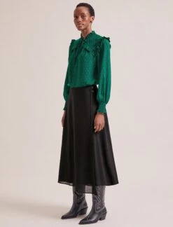 Bay Blouse - Green Black Trellis Print -Cefinn Clothing Store SP24 B155 BAY GREENBLACKTRELLISHPRINT LS 2269