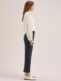 Clement New Wool Turn Up Trouser - Navy -Cefinn Clothing Store SP24 CLEMENT TR76 NAVY LS 765