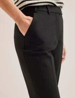 Clement New Wool Easy Waist Turn Up Trouser - Black -Cefinn Clothing Store SP24 CLEMENT TR77 BLACK LS 610