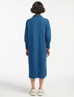 Eleanor Wool Knit Dress - Mid Blue -Cefinn Clothing Store SP24 D496 ELEANOR MID BLUE LS 15251