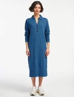 Eleanor Wool Knit Dress - Mid Blue -Cefinn Clothing Store SP24 D496 ELEANOR MID BLUE LS 15252
