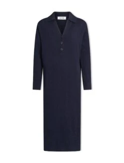 Eleanor Wool Knit Dress - Navy -Cefinn Clothing Store SP24 D496 ELEANOR NAVY LS