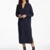 Eleanor Wool Knit Dress - Navy -Cefinn Clothing Store SP24 D496 ELEANOR NAVY LS 1642