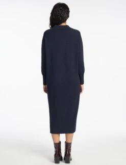 Eleanor Wool Knit Dress - Navy -Cefinn Clothing Store SP24 D496 ELEANOR NAVY LS 1683