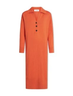 Eleanor Wool Knit Dress - Orange -Cefinn Clothing Store SP24 D496 ELEANOR ORANGE LS