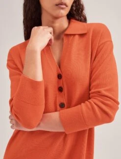 Eleanor Wool Knit Dress - Orange -Cefinn Clothing Store SP24 D496 ELEANOR ORANGE LS 417