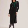 Josie Wool Knit Dress - Black Emerald Green