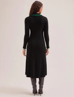Josie Wool Knit Dress - Black Emerald Green 12 Josie Wool Knit Dress - Black Emerald Green -Cefinn Clothing Store SP24 D575 JOSIE BLACKEMERALDGREEN LS 234